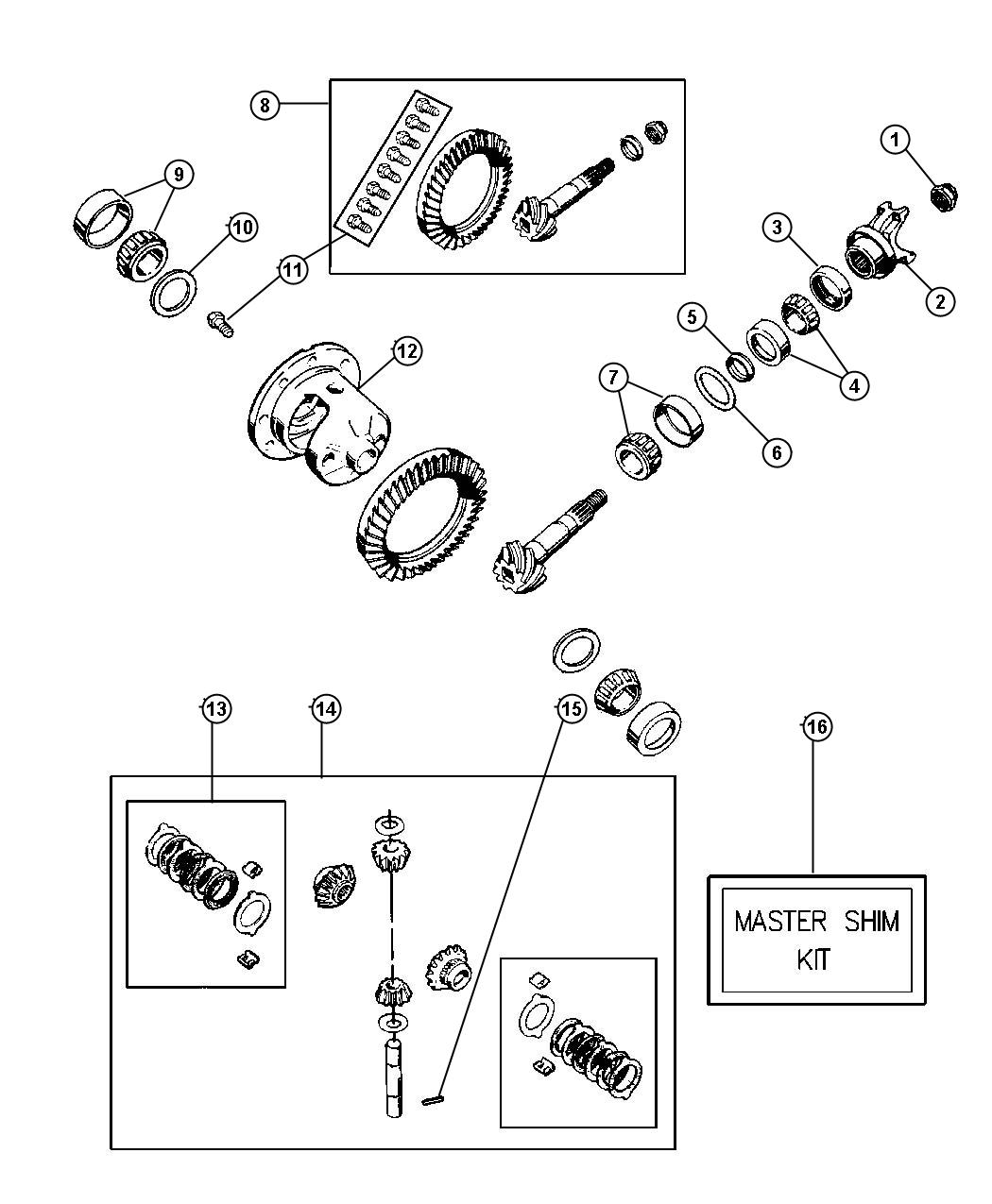 Jeep Grand Cherokee Gear kit. Center differential. Axle, rear, anti ...