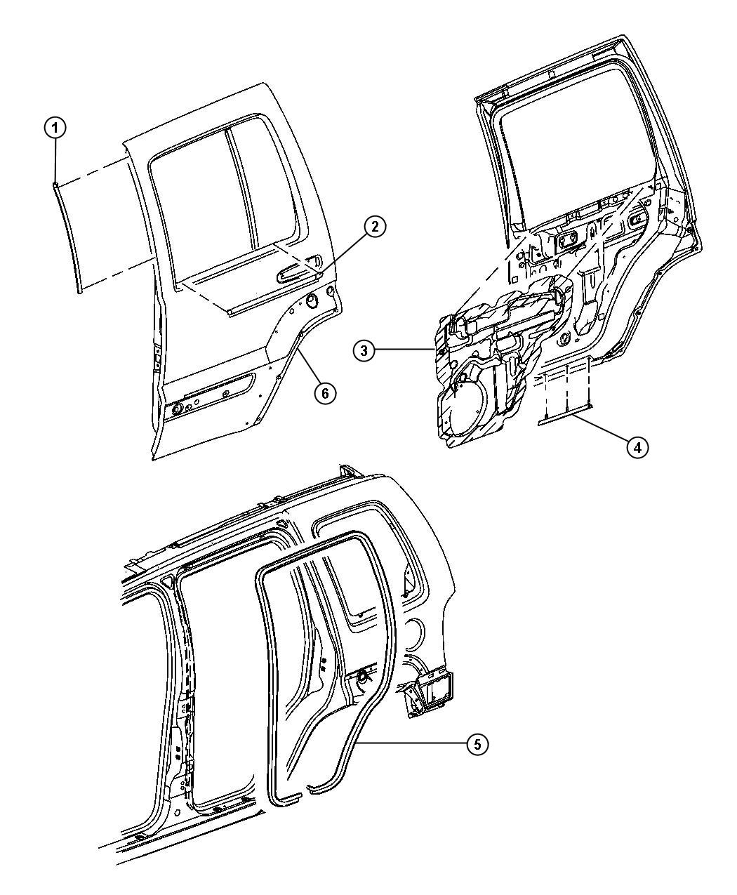 Jeep Liberty Weatherstrip. B pillar secondary. Door, rear, mopar