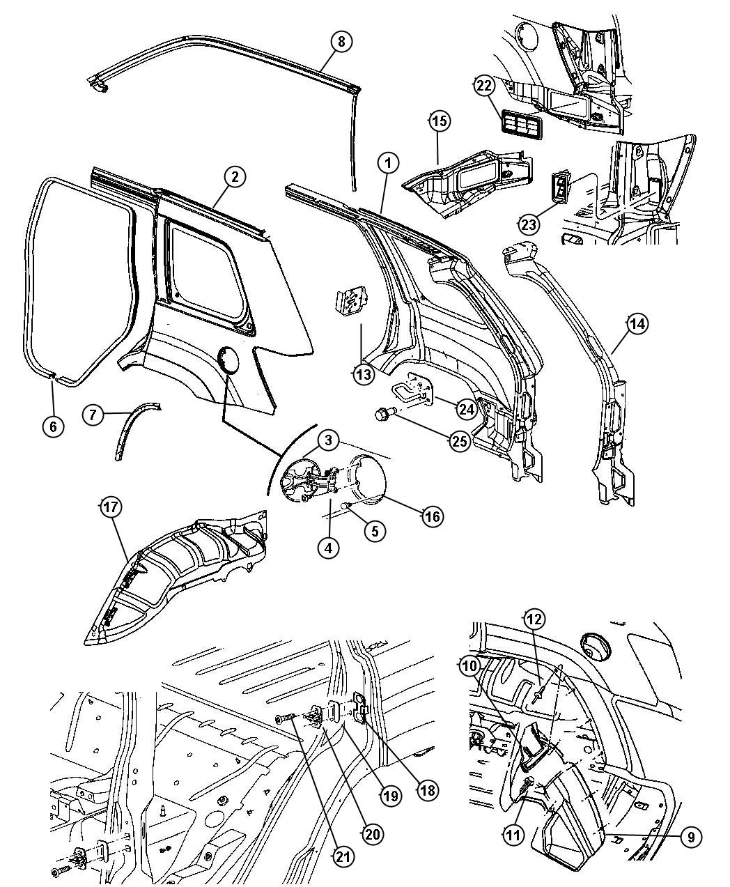 Jeep Grand Cherokee Exhauster. Quarter panel. Right, right side, tail ...