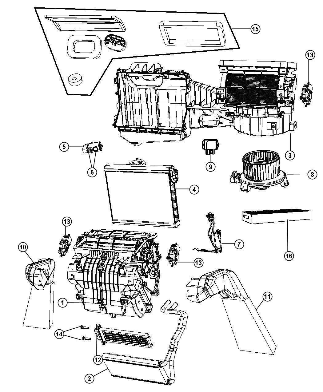 68235887AA - Jeep Door. Filter access. Used for: a/c and heater unit ...