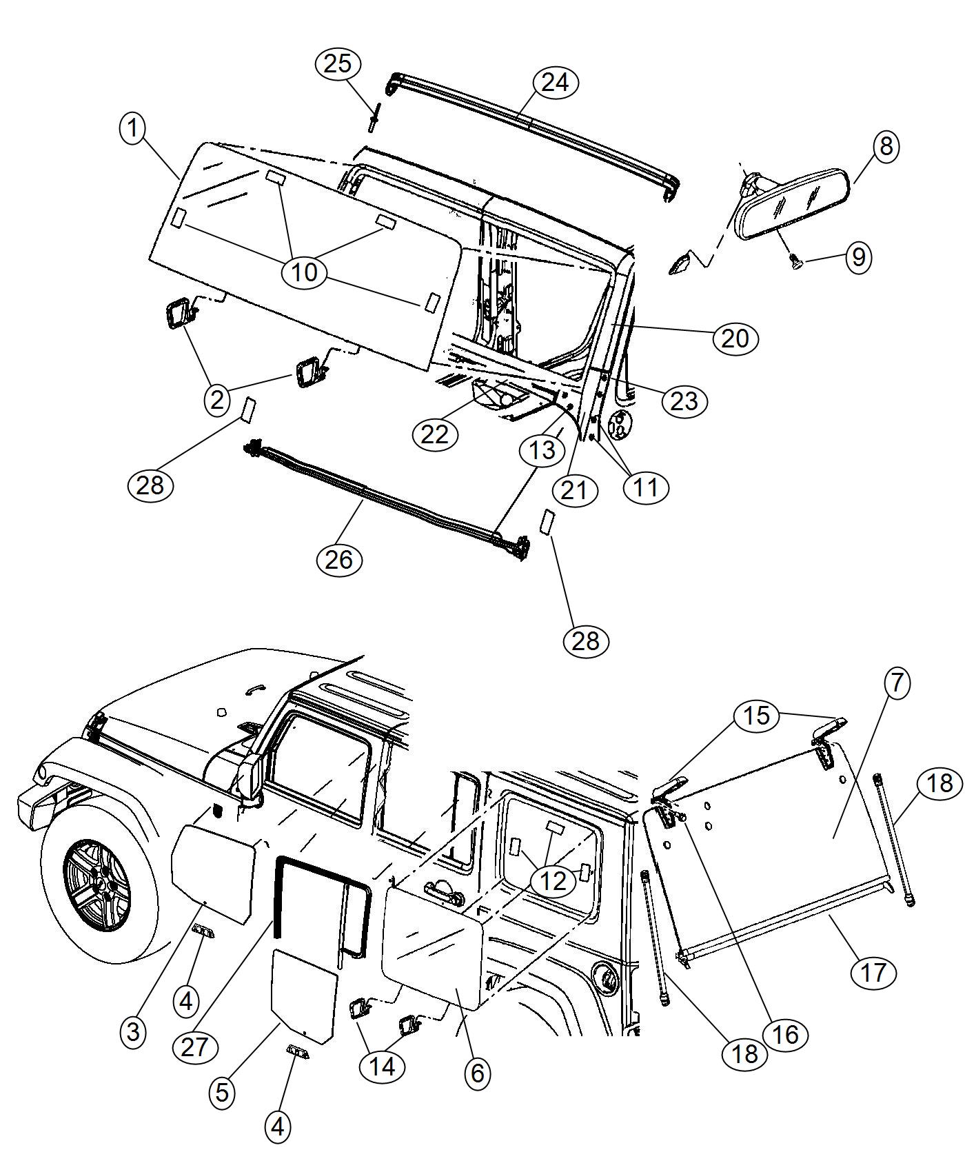 68089007AB - Jeep Backlite. Includes hinge. [ged], [gfa], [vk0], [ged ...